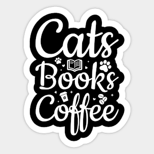 cats books coffee t-shirt Sticker